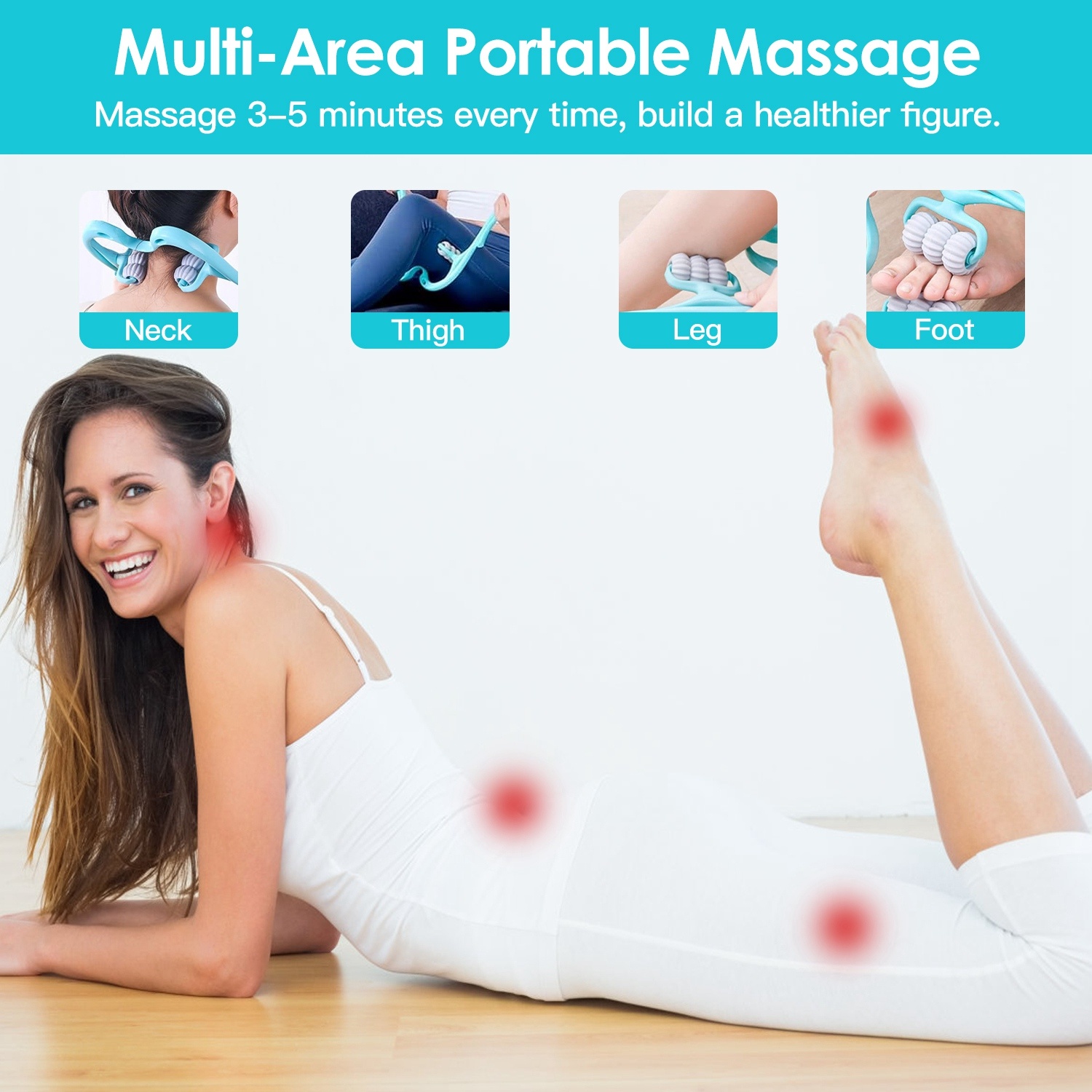 1Pc Neck Roller Massager 360 Rotatable Trigger Point Roller Portable Massager With 6 Balls For Neck Leg Thigh Foot Pain Relief - Image 7