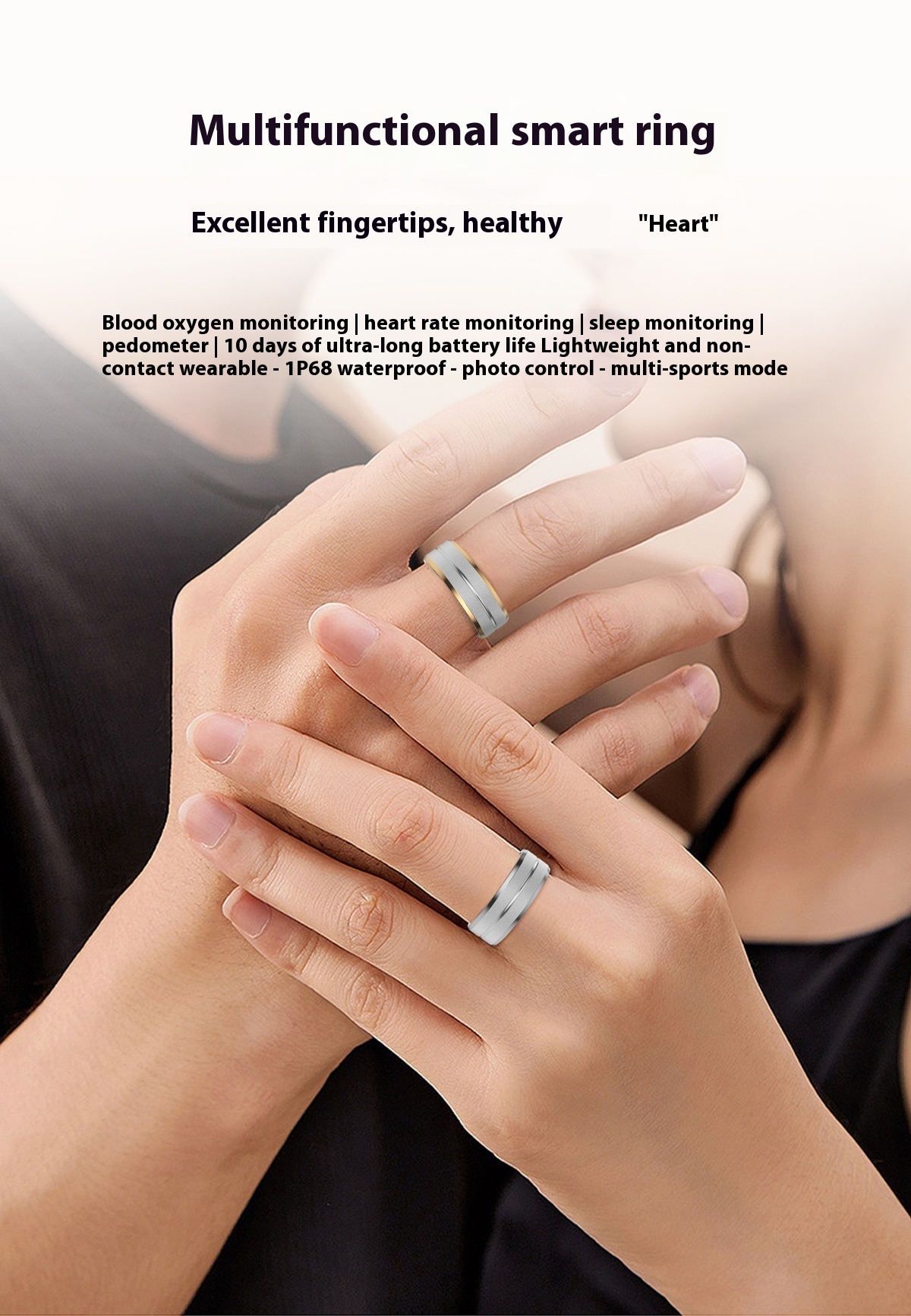 2024 Smart Ring For Men Women Heart Rate Blood Oxygen Monitoring Multi Sports Modes IP68 Waterproof Smart Rings For Android IOS - Image 3