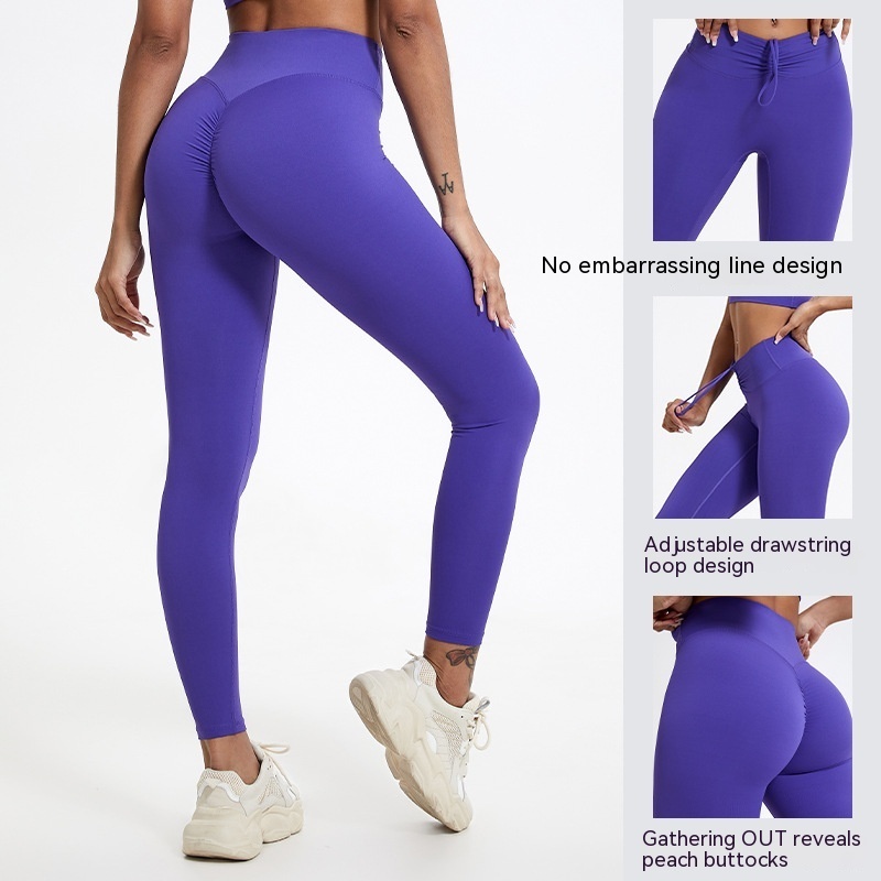 Yoga Leggings Outdoor Running Fitness Sports Pants Naked Women Sense Hip Lifting Chrysanthemum Yoga Pants - Image 7