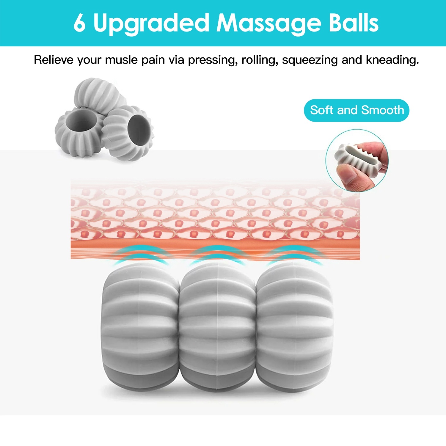 1Pc Neck Roller Massager 360 Rotatable Trigger Point Roller Portable Massager With 6 Balls For Neck Leg Thigh Foot Pain Relief - Image 5